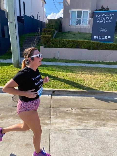 Rebecca McAlister running City2Surf in Luckies Knickers underwear